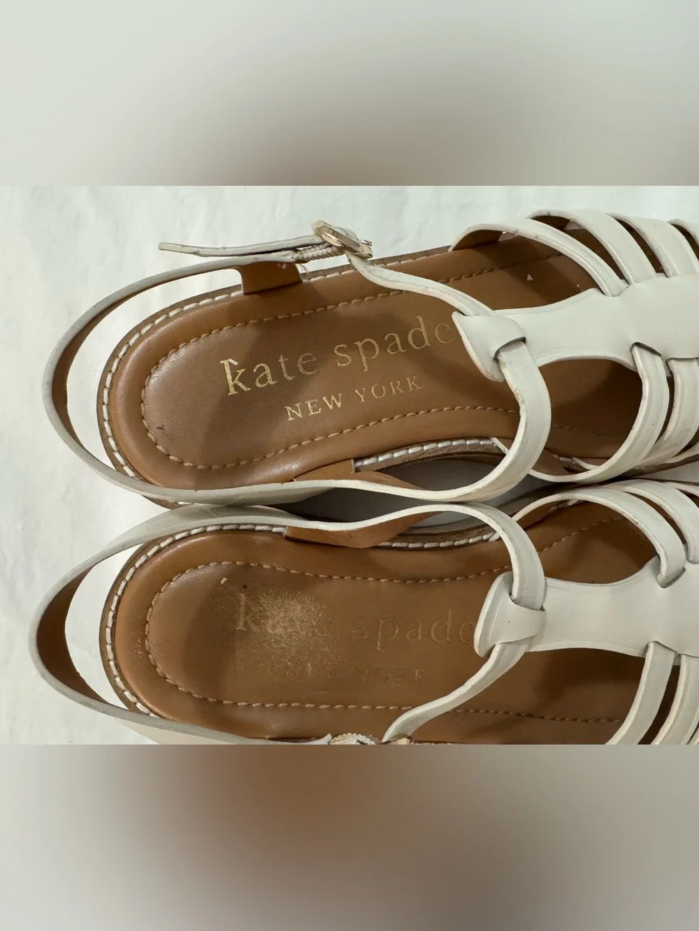 Kate Spade New York Mabel Platform Parchment Leather Sandals 7